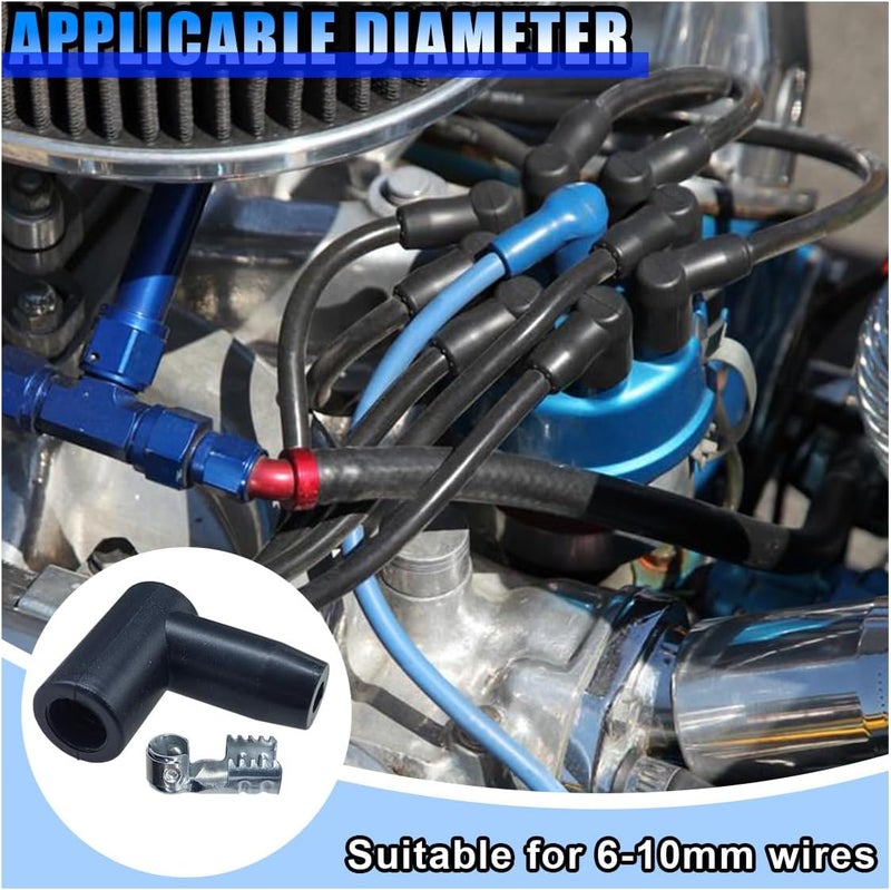 BDZMC 8 PCS Car Spark Plug Boot Terminal Kit, 90 Degree HEI Distributor and Coil Boots Spark Plug Ignition Wires, Heat-resistant Silicone Replacement Accessories Fits 6mm 7mm 8mm 9mm 10mm - Image 3